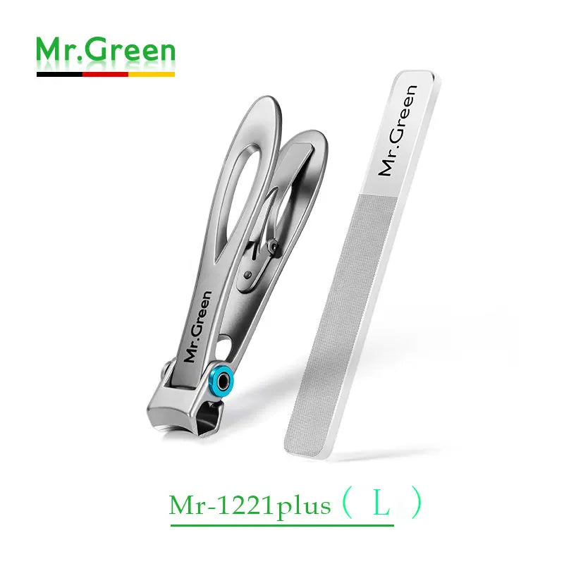 MR.GREEN Nail Clippers Trimmer Stainless Steel Nail Tools Manicure Thick Nails Cutter Scissors with Glass Nail File