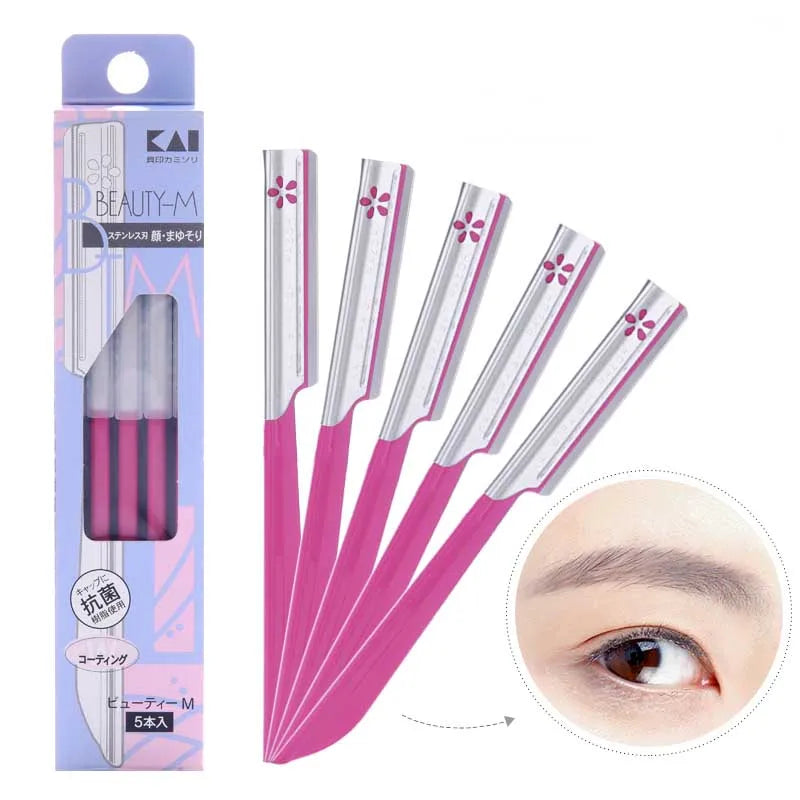 5pcs Eyebrow Scraper Razor Sets Women's Makeup Beauty Eyebrows Hair Removal Steel Blade Safety Facial Eyebrow Epilator Trimmer