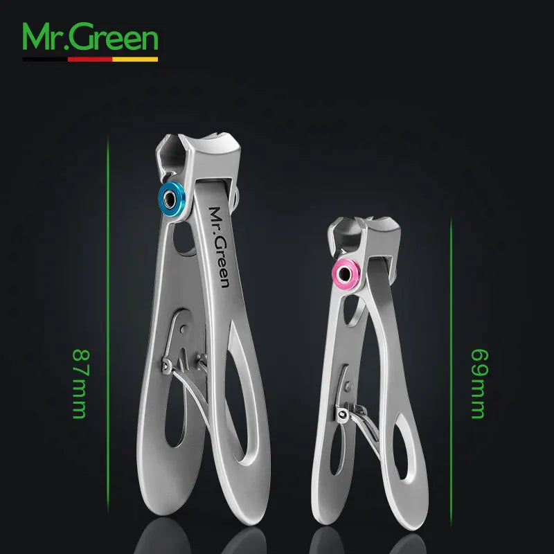 MR.GREEN Nail Clippers Trimmer Stainless Steel Nail Tools Manicure Thick Nails Cutter Scissors with Glass Nail File