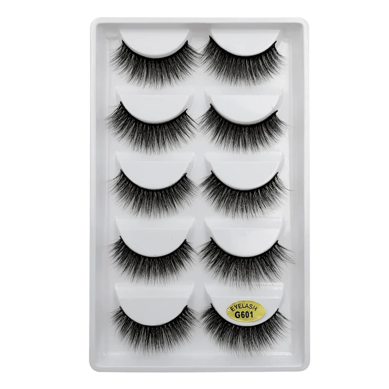 5 Pairs Mink EyeLashes 3D False Lashes Winged Thick Makeup Eye Lash Dramatic Lashes Natural Volume Soft Fake Eye Lashes G800