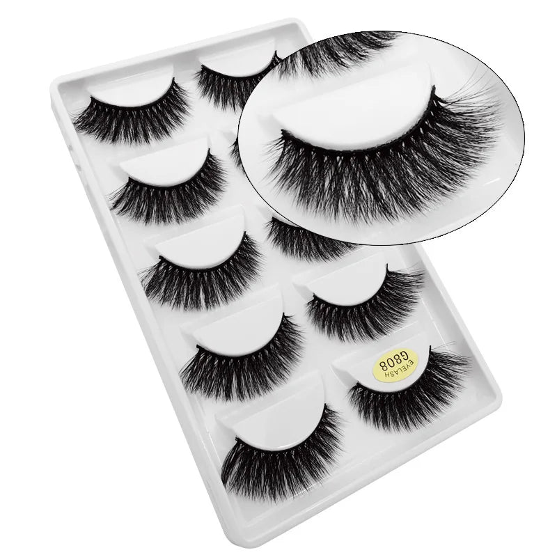 5 Pairs Mink EyeLashes 3D False Lashes Winged Thick Makeup Eye Lash Dramatic Lashes Natural Volume Soft Fake Eye Lashes G800