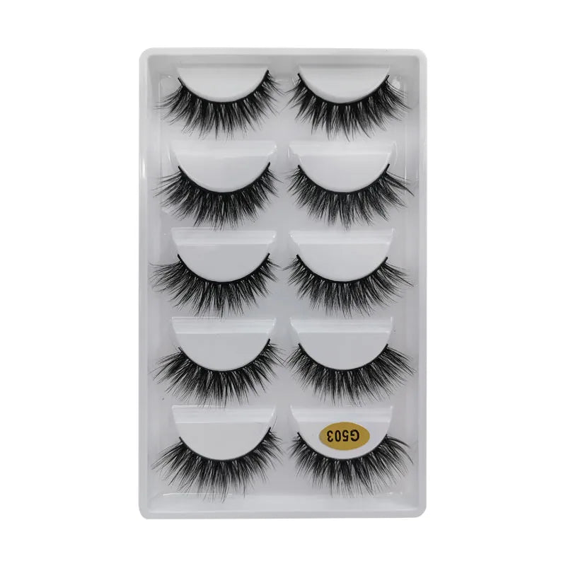 5 Pairs Mink EyeLashes 3D False Lashes Winged Thick Makeup Eye Lash Dramatic Lashes Natural Volume Soft Fake Eye Lashes G800