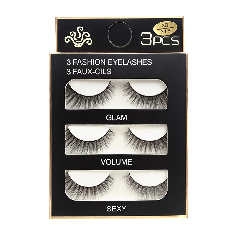 SHIDISHANGPIN 3 Pairs Natural 3D Mink Lashes Soft False Eyelashes Fluffy Wispy Eye Lashes Extension Makeup Faux Cils Maquillaje