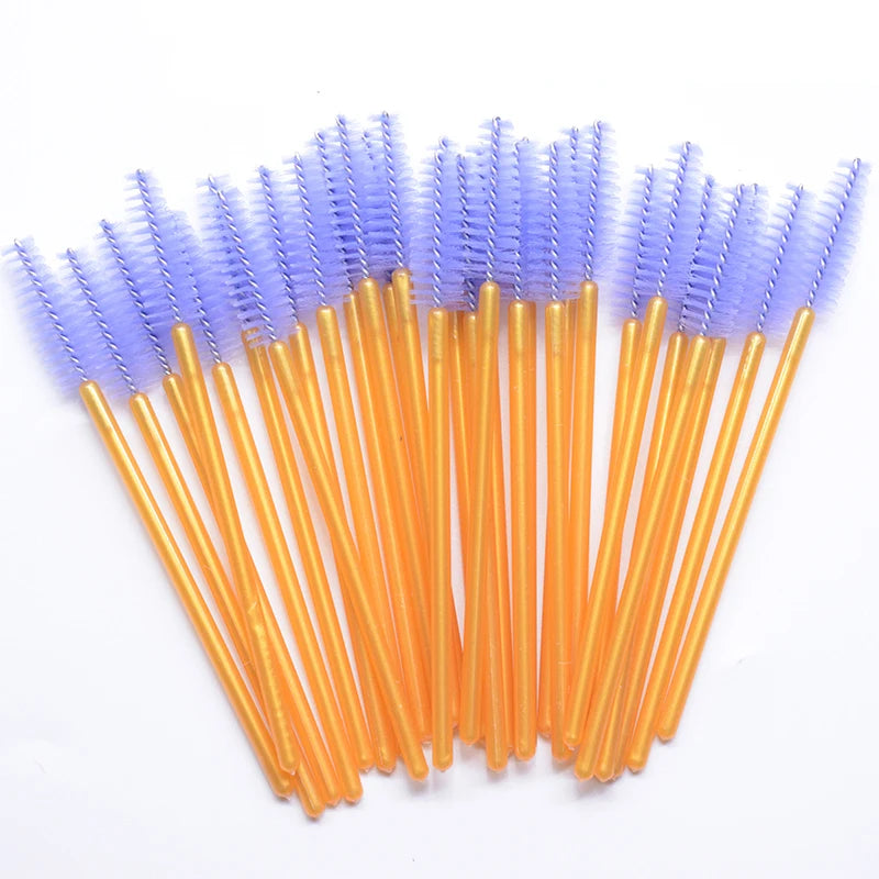 50pcs Sparkling Eyelash Mascara Wands Lash Extension Brush Shining Lash Spoolies Comb Eye Lashes Eyebrow Brushes