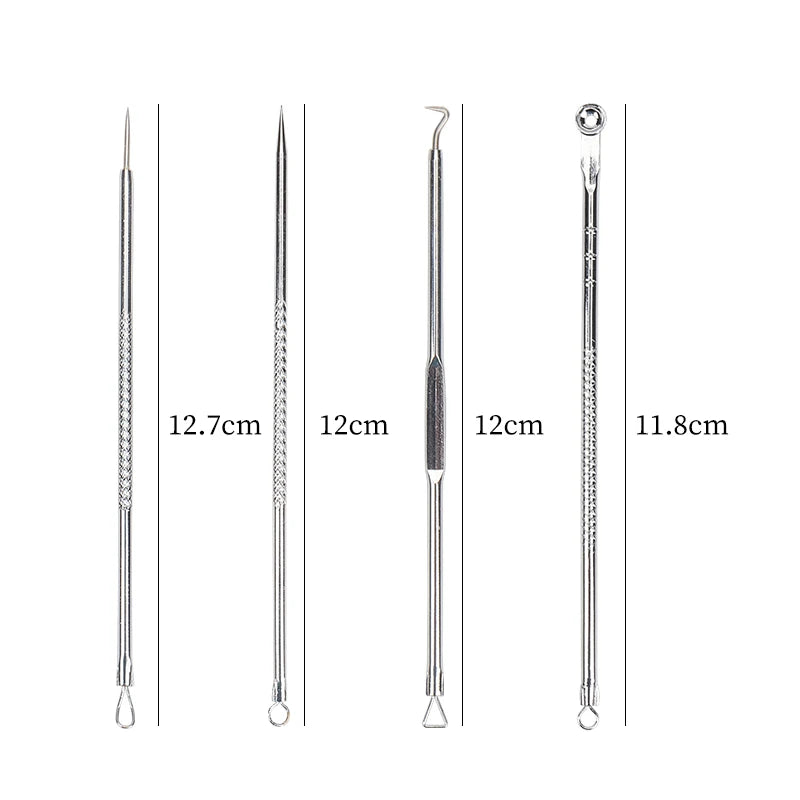 4 PCS Acne Blackhead Comedone Black Spot Pimple Blemish Remover Skin Care Women Beauty Acne Treatment Pore Cleanser Needle Hook