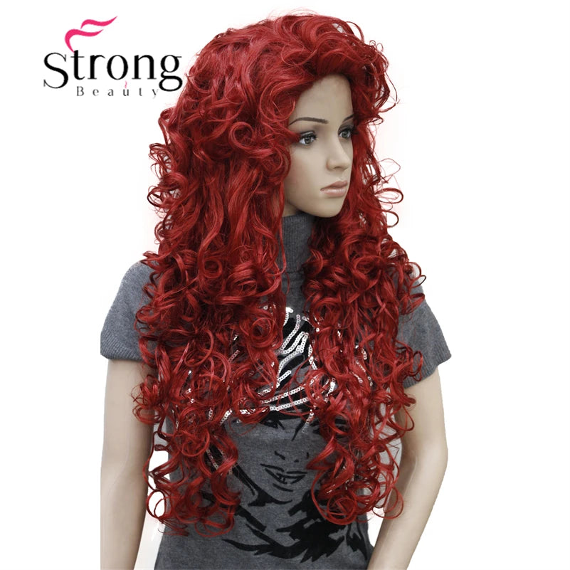 StrongBeauty Long Layers Thick Soft Bouncy Curls No Set Part Full Synthetic Wig Dark Brown Wigs for Women