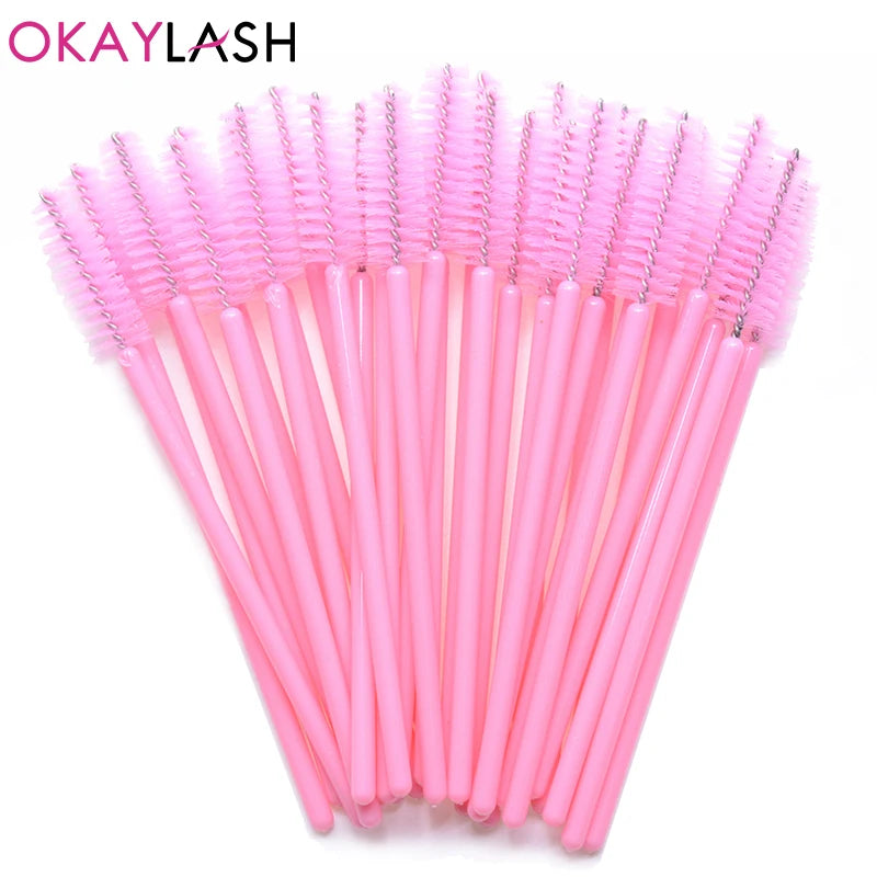 50Pcs Disposable Micro Glitter Eyelash Mascara Wands Mini Crystal Eye Lashes Brush Comb Eyebrow Spoolies Makeup Beauty Tools
