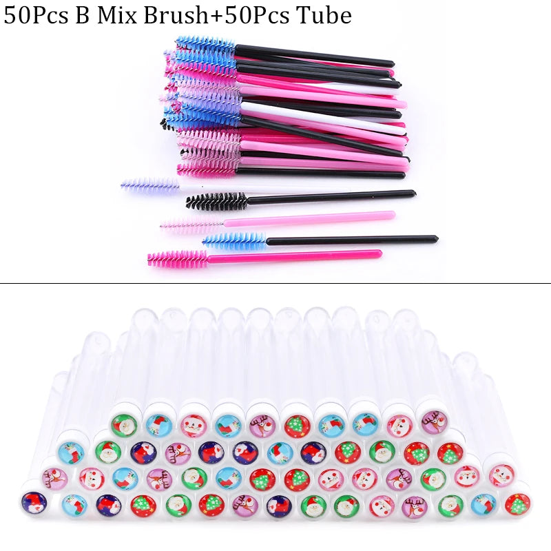 Christmas Drill Reusable Eyebrow Brush Tube Disposable Eyelash Eyebrow Brush Makeup Brushes Lash Accesories Replace Dust-proof