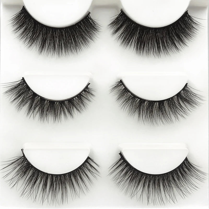 SHIDISHANGPIN 3 Pairs Natural 3D Mink Lashes Soft False Eyelashes Fluffy Wispy Eye Lashes Extension Makeup Faux Cils Maquillaje