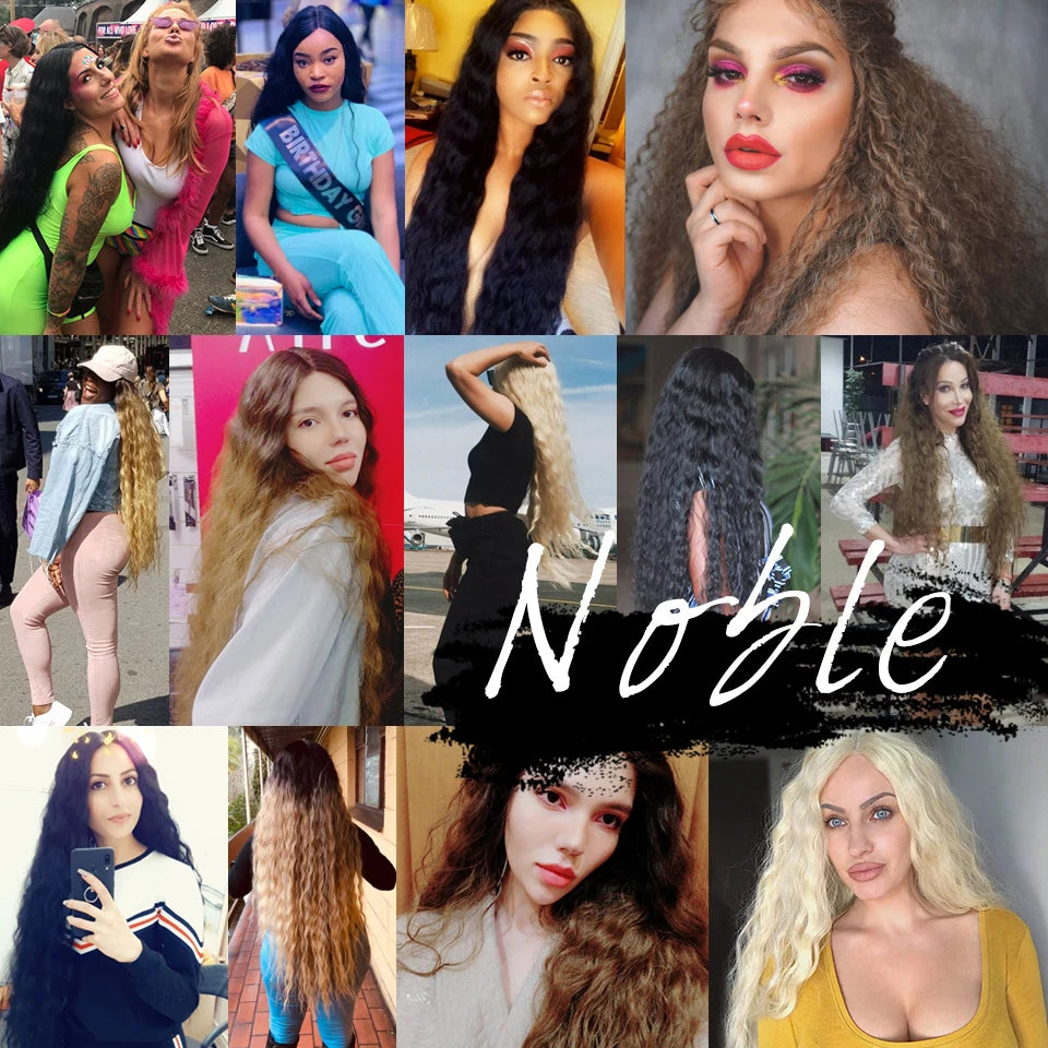 Noble Cosplay Synthetic Lace Wigs For Black Women Long Curly Hair 42 Inch Cosplay Blonde Ombre Lace Front Wig Synthetic Lace Wig