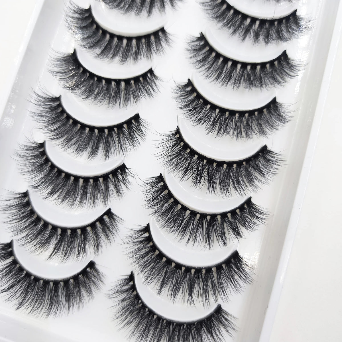 10 Pairs Natural 3d Mink Lashes Soft False Eyelashes Cross Messy Dense Eye Lashes Extension Makeup Faux Cils Cat Mini