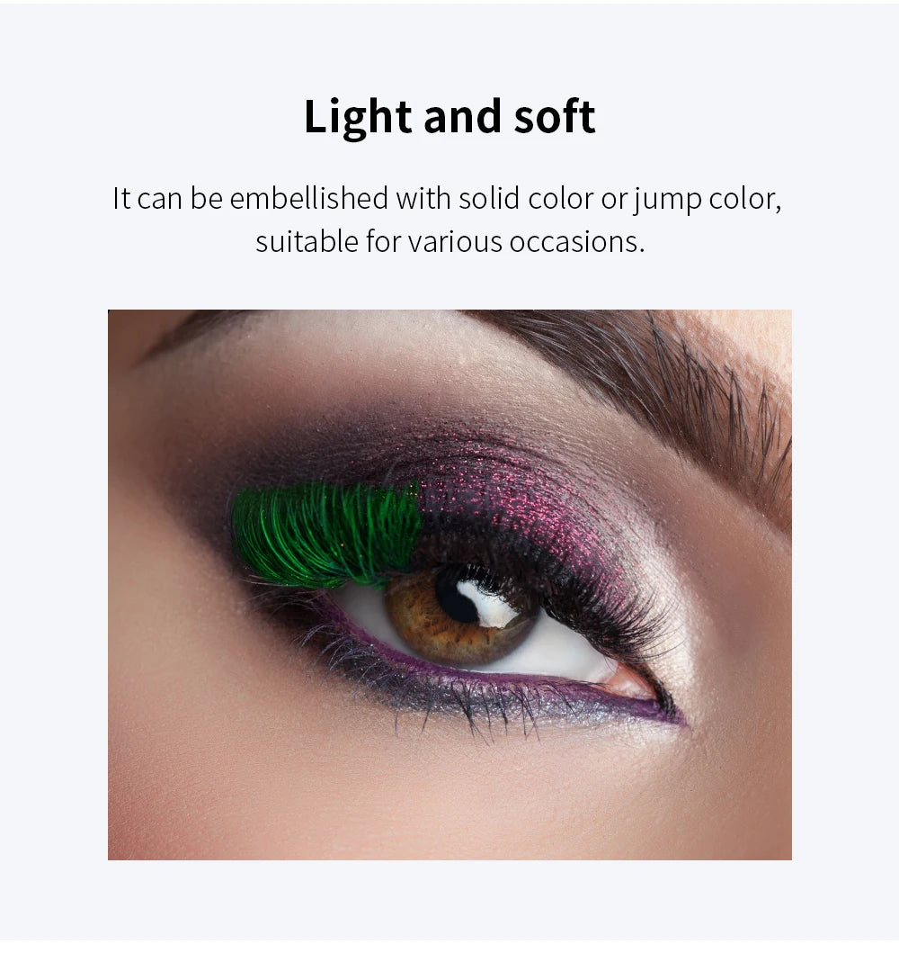 GLAMLASH Color Lash Purple Blue Brown Green Red White Pink Yellow Eyelash Extensions Individual False Colored Mink Lashes Makeup