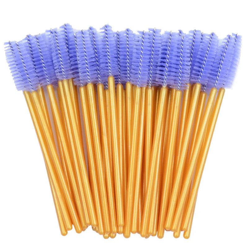 50pcs Sparkling Eyelash Mascara Wands Lash Extension Brush Shining Lash Spoolies Comb Eye Lashes Eyebrow Brushes