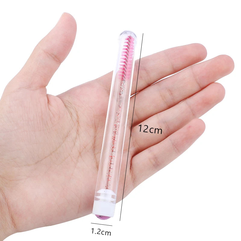 100PCS Disposable Eyelash Brushes Reusable Eyelashes Brush Lash Spoolies Brush Dust-proof Cleaner Storage Tubes Makeup Tool
