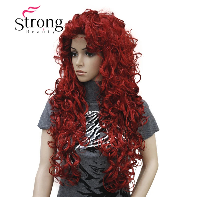 StrongBeauty Long Layers Thick Soft Bouncy Curls No Set Part Full Synthetic Wig Dark Brown Wigs for Women