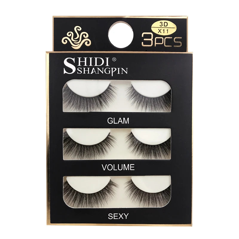 SHIDISHANGPIN 3 Pairs Natural 3D Mink Lashes Soft False Eyelashes Fluffy Wispy Eye Lashes Extension Makeup Faux Cils Maquillaje
