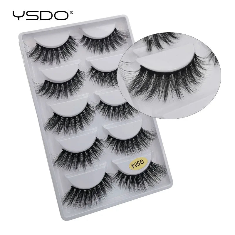 5 Pairs Mink EyeLashes 3D False Lashes Winged Thick Makeup Eye Lash Dramatic Lashes Natural Volume Soft Fake Eye Lashes G800