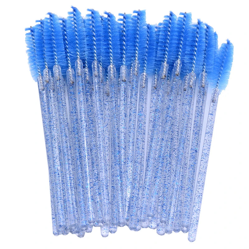 50Pcs Disposable Micro Glitter Eyelash Mascara Wands Mini Crystal Eye Lashes Brush Comb Eyebrow Spoolies Makeup Beauty Tools
