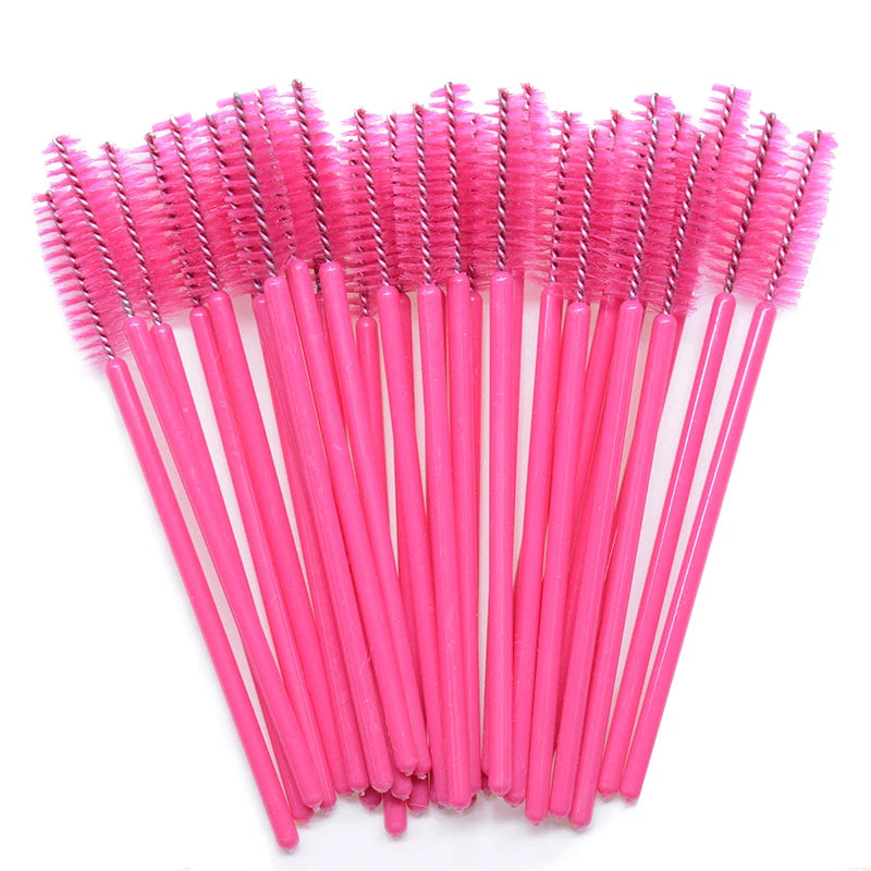 50pcs Sparkling Eyelash Mascara Wands Lash Extension Brush Shining Lash Spoolies Comb Eye Lashes Eyebrow Brushes