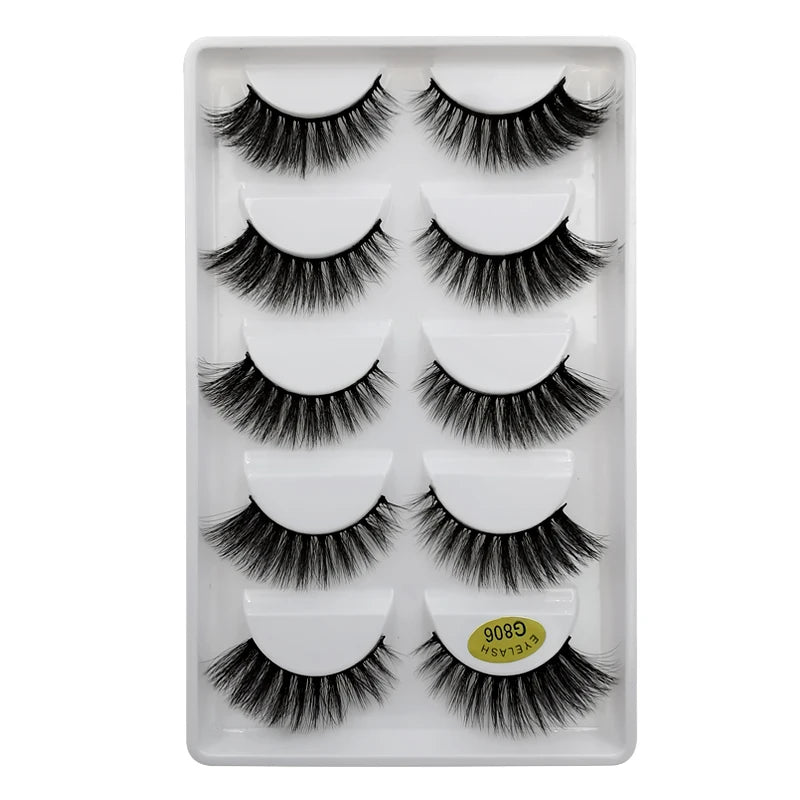 5 Pairs Mink EyeLashes 3D False Lashes Winged Thick Makeup Eye Lash Dramatic Lashes Natural Volume Soft Fake Eye Lashes G800