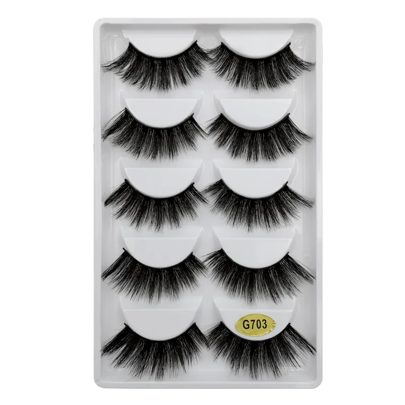 5 Pairs Mink EyeLashes 3D False Lashes Winged Thick Makeup Eye Lash Dramatic Lashes Natural Volume Soft Fake Eye Lashes G800