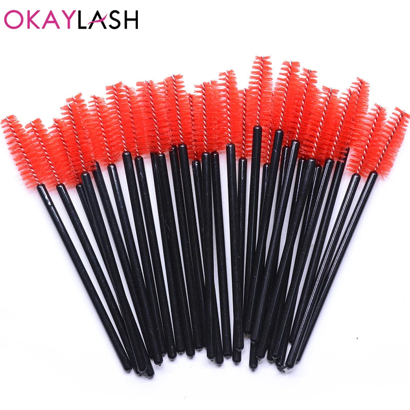 50Pcs Disposable Micro Glitter Eyelash Mascara Wands Mini Crystal Eye Lashes Brush Comb Eyebrow Spoolies Makeup Beauty Tools