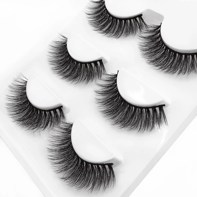 SHIDISHANGPIN 3 Pairs Natural 3D Mink Lashes Soft False Eyelashes Fluffy Wispy Eye Lashes Extension Makeup Faux Cils Maquillaje
