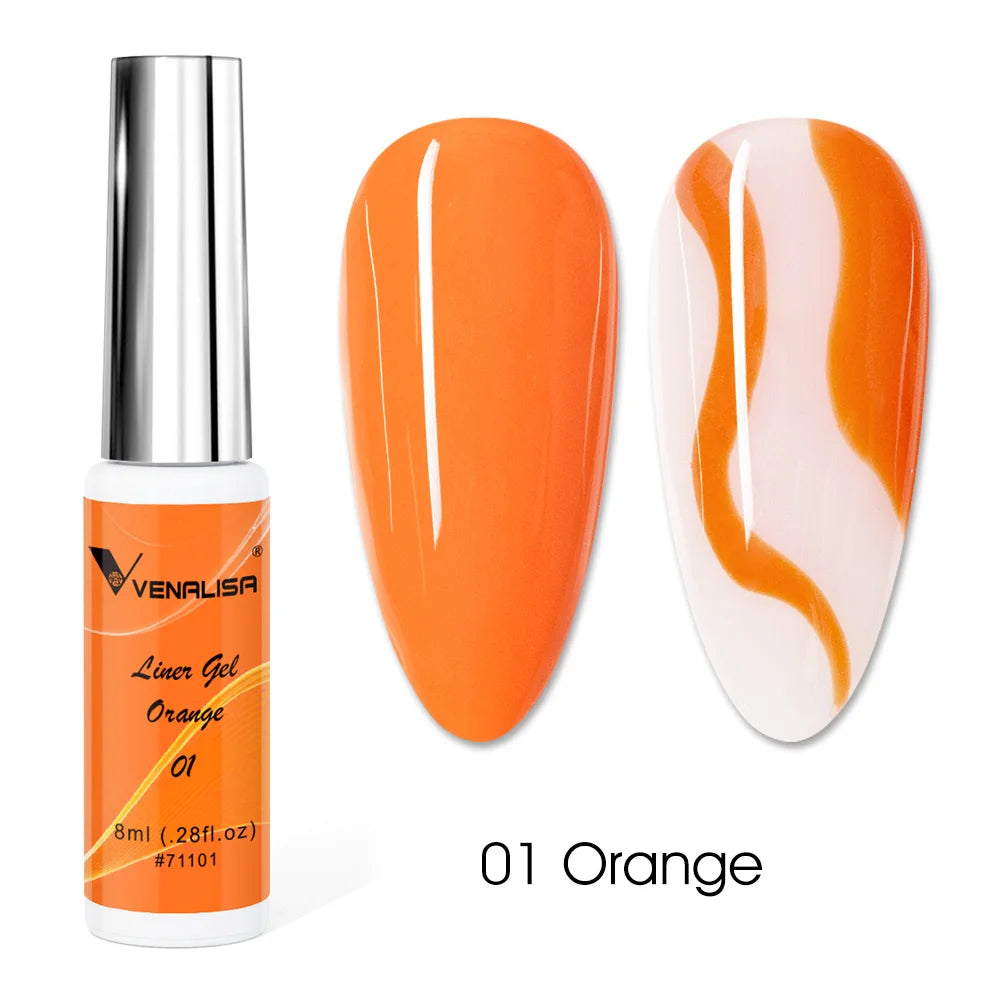 8ml VENALISA Liner Gel White Line French Nail Gel Polish 21 Colors Soak Off UV/LED Painting Gel Beautiful Semi Permanent Varnish
