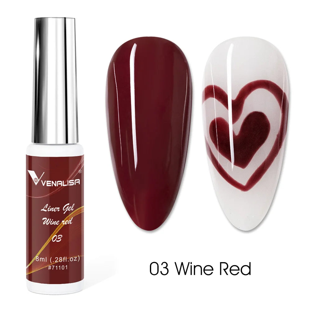 8ml VENALISA Liner Gel White Line French Nail Gel Polish 21 Colors Soak Off UV/LED Painting Gel Beautiful Semi Permanent Varnish