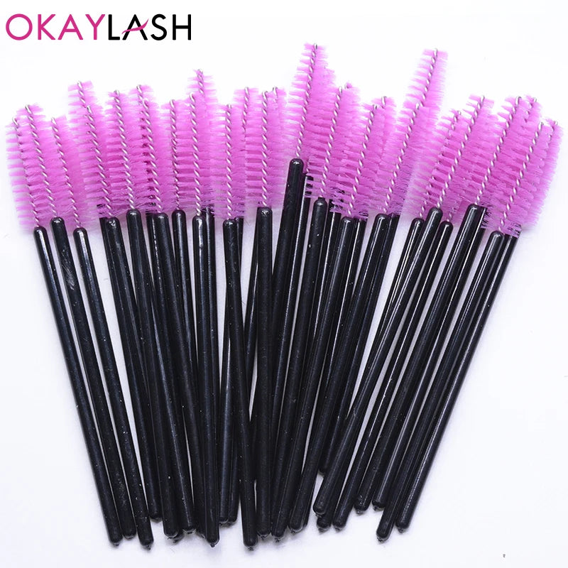 50Pcs Disposable Micro Glitter Eyelash Mascara Wands Mini Crystal Eye Lashes Brush Comb Eyebrow Spoolies Makeup Beauty Tools
