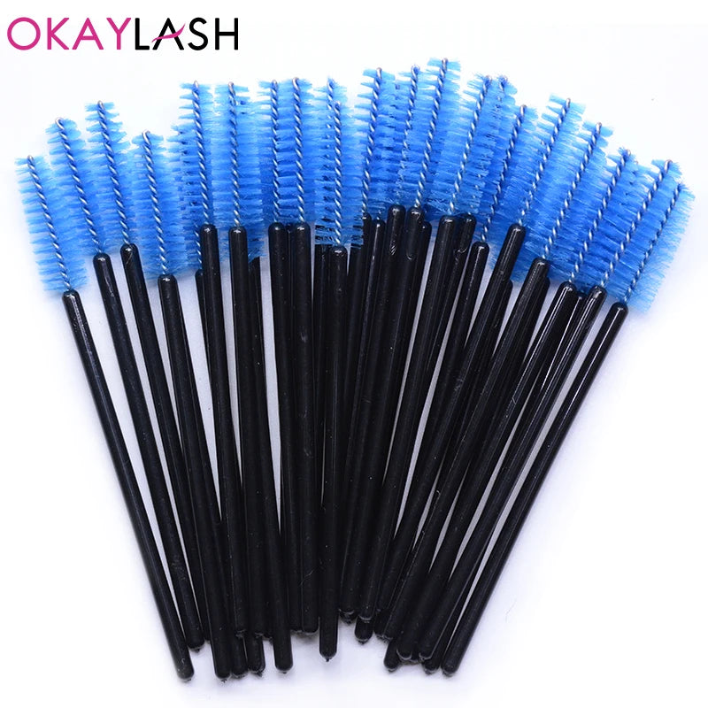 50Pcs Disposable Micro Glitter Eyelash Mascara Wands Mini Crystal Eye Lashes Brush Comb Eyebrow Spoolies Makeup Beauty Tools
