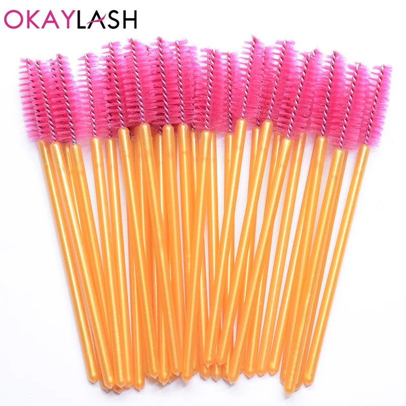 50Pcs Disposable Micro Glitter Eyelash Mascara Wands Mini Crystal Eye Lashes Brush Comb Eyebrow Spoolies Makeup Beauty Tools