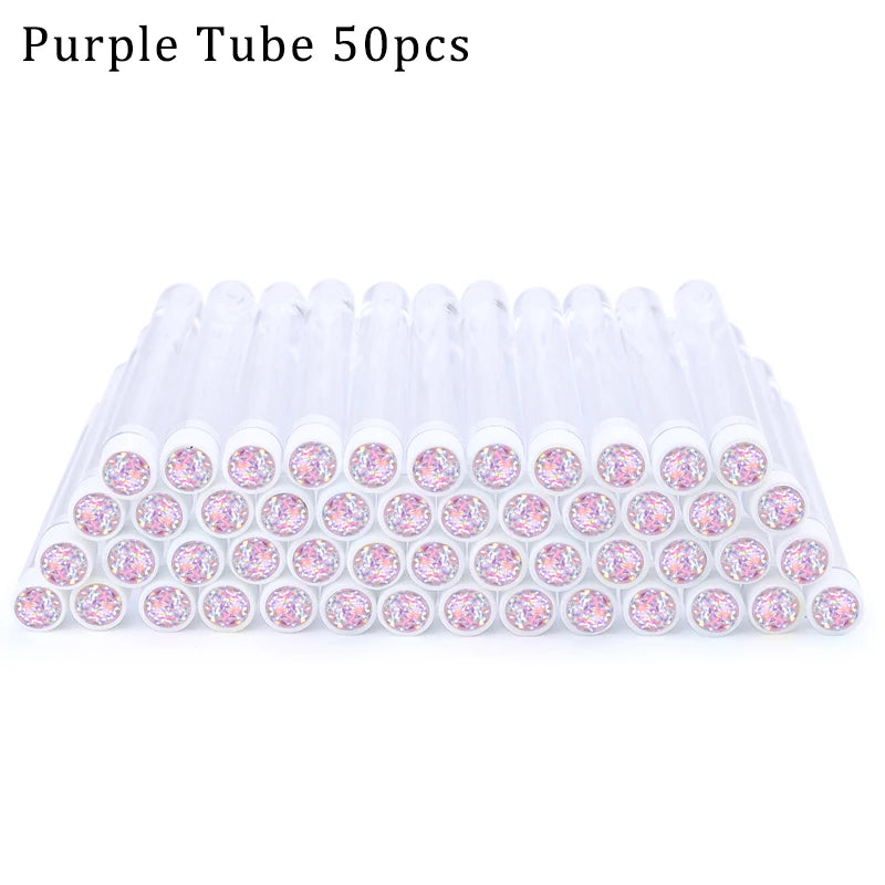50/100pcs Diamond Eyebrow Brush Tube Disposable Eyelash Brush Reusable Crystal Eyelash Brush Replaceable Dust-proof Makeup Sets