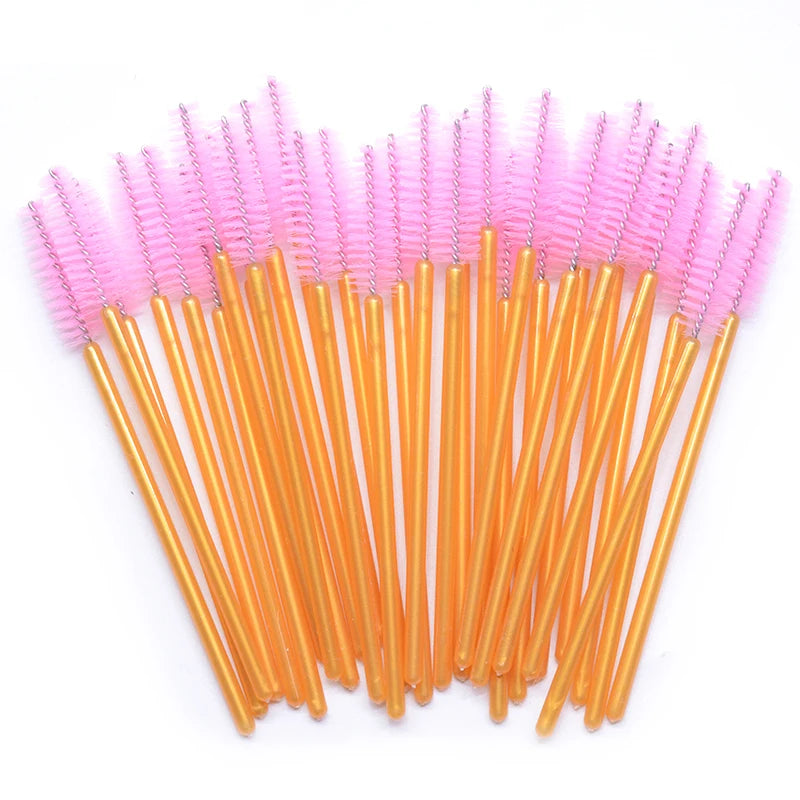 50pcs Sparkling Eyelash Mascara Wands Lash Extension Brush Shining Lash Spoolies Comb Eye Lashes Eyebrow Brushes