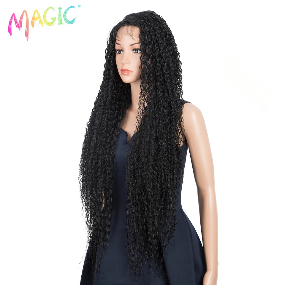 Magic Long Curly Ombre Black Blonde Platium Synthetic Lace Wigs for Black Women