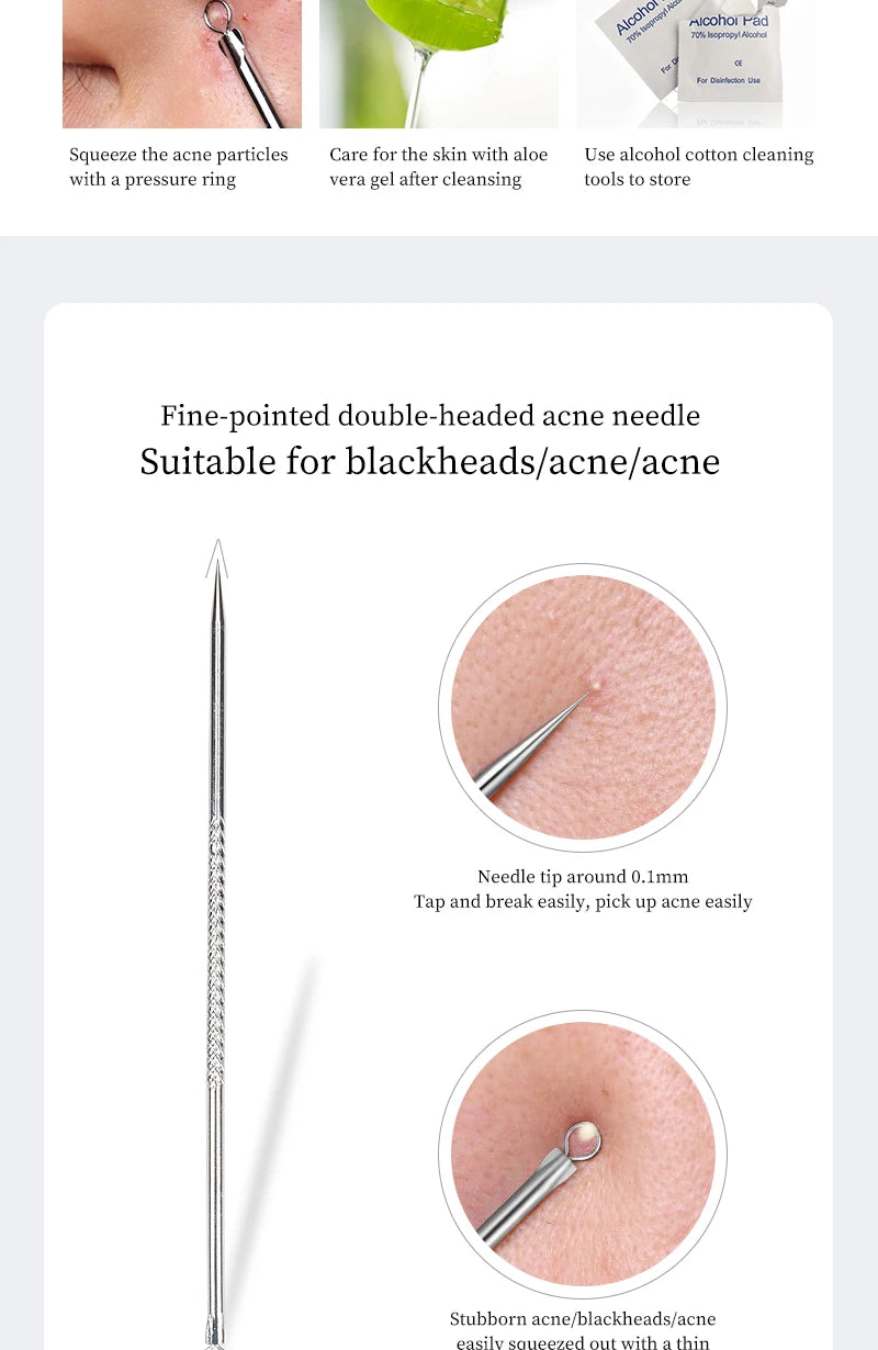 4 PCS Acne Blackhead Comedone Black Spot Pimple Blemish Remover Skin Care Women Beauty Acne Treatment Pore Cleanser Needle Hook