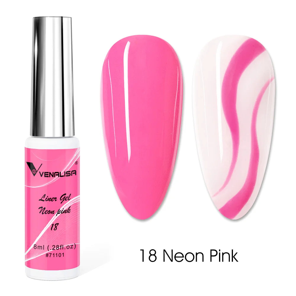 8ml VENALISA Liner Gel White Line French Nail Gel Polish 21 Colors Soak Off UV/LED Painting Gel Beautiful Semi Permanent Varnish