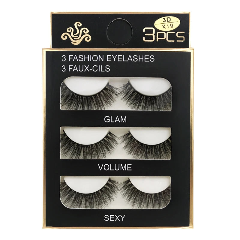 SHIDISHANGPIN 3 Pairs Natural 3D Mink Lashes Soft False Eyelashes Fluffy Wispy Eye Lashes Extension Makeup Faux Cils Maquillaje