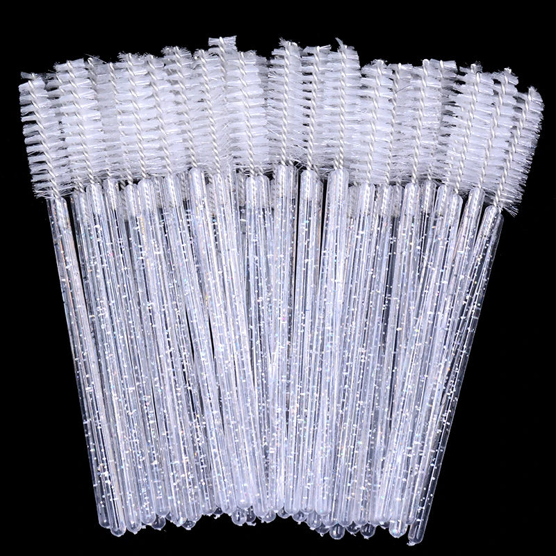 50pcs Sparkling Eyelash Mascara Wands Lash Extension Brush Shining Lash Spoolies Comb Eye Lashes Eyebrow Brushes