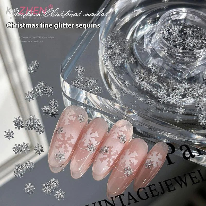 Snowflakes Winter Nail Sequins Sparkling Christmas Flakes Spangles Nail Art Decoration Sticker Tips Nail Charm Manicure Salon