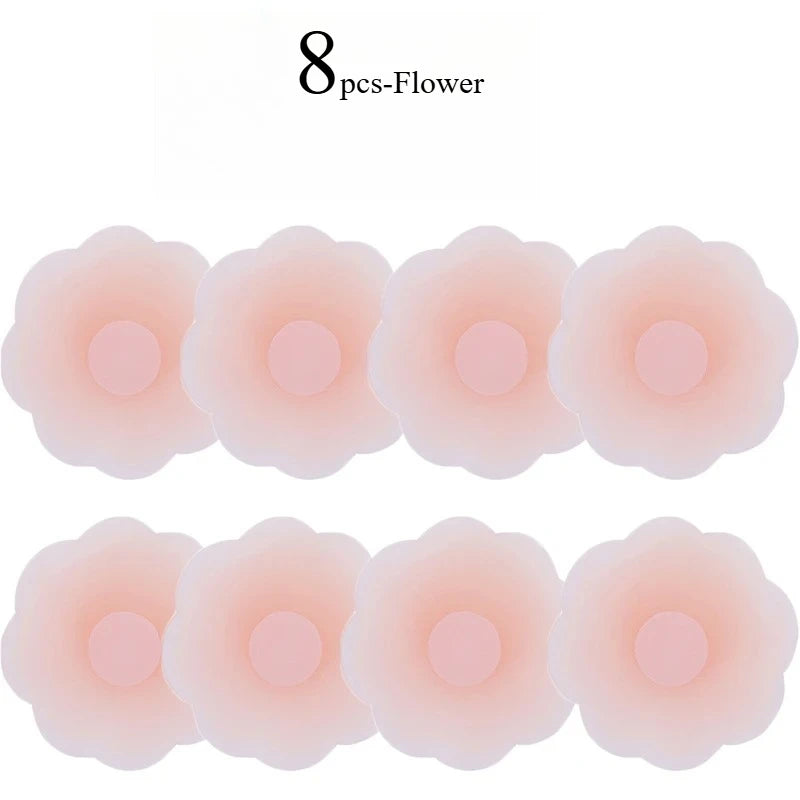 Reusable Breast Petals Lift Invisible Silicone Bra-less Pasties Pad Nipple Cover Invisible Petal Adhesive Stick on Bra 2-12pcs