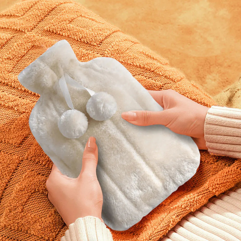 Hot Water Bottle Cover Warm Water Bottle Cover Thickened Hand & Feet Warmer Bag Cover Long Lasting Plush for Hot & Cold Compress