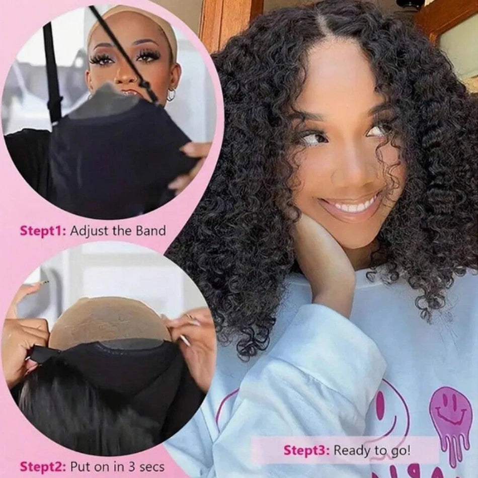 13X6 Kinky Short Curly Bob Wig 16 Inch Lace Frontal Wig Human Hair Deep Curly 13x4 HD Transparent Lace Closure Wigs Pre Plucked