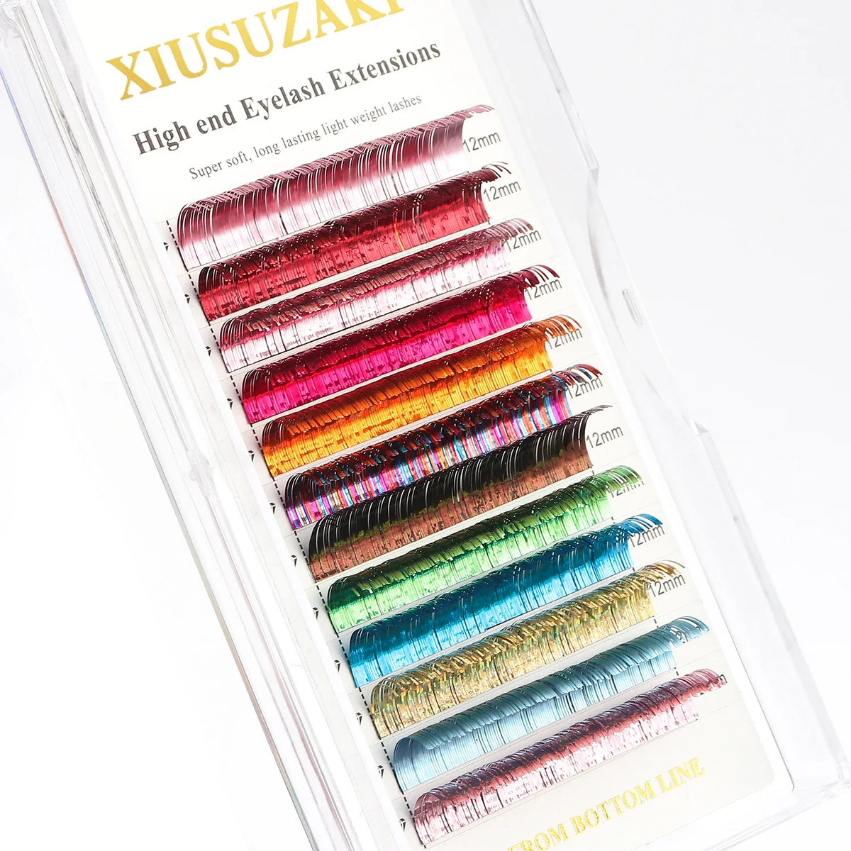 XIUSUZAKI Mixed Glitter Colors Eyelash Extension Shiny Colorful Classic Individual False Lashes for Christmas Makeup Tools