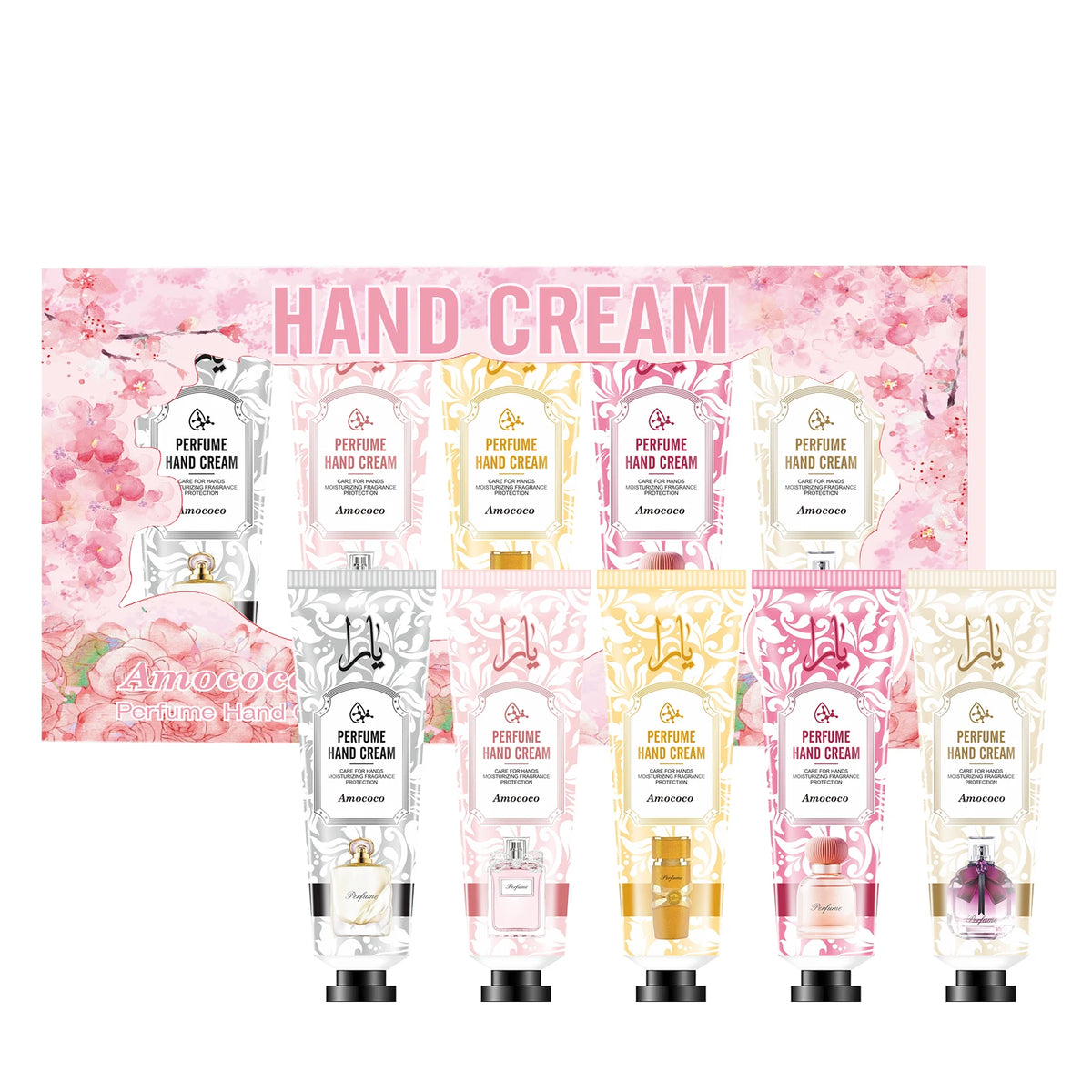 Amococo Perfume Hand Cream Set Moisturizing Hand Lotion Gift Box For Women Travel Size Hand Care Kit