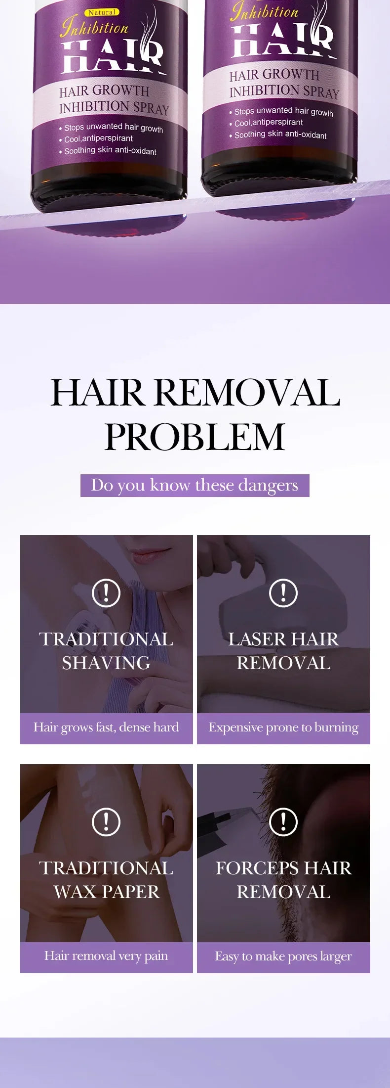 Hair Inhibition Serum Spray Painless Permanent Depilatory Cream Slow Hair Regrowth Full Body Private Parts Silky Skin Care