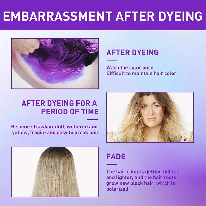 Purple Hair Dye Shampoo for Blonde to Cover Gray Non-irritating Hair Fading Yellow After Bleach Hair Shampoo Gray Hair Remedy