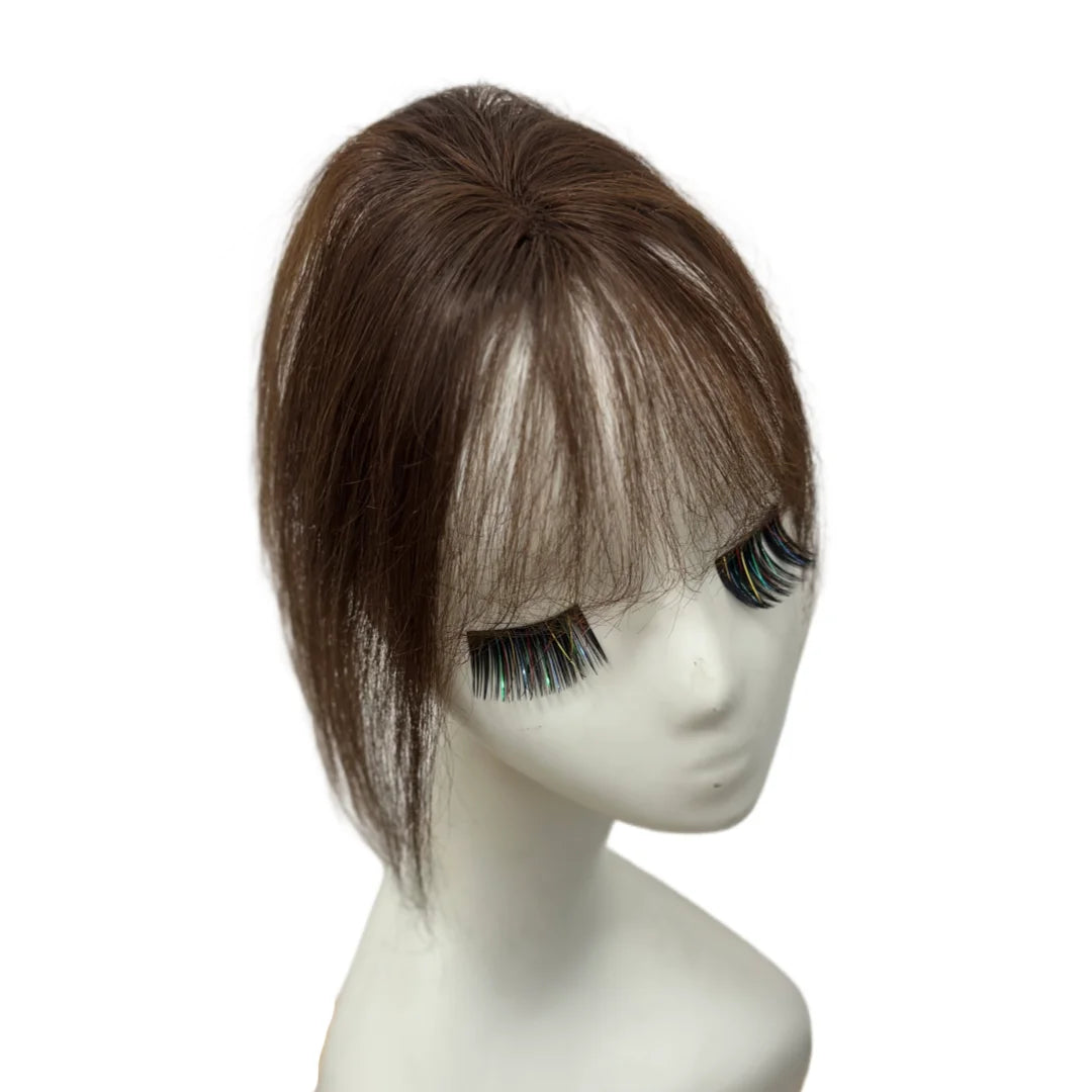 Magic Paste Hair Topper for Women Invisible Natural Looking Human Hair Bangs Fringe No Clip Design Covers Hair Loss