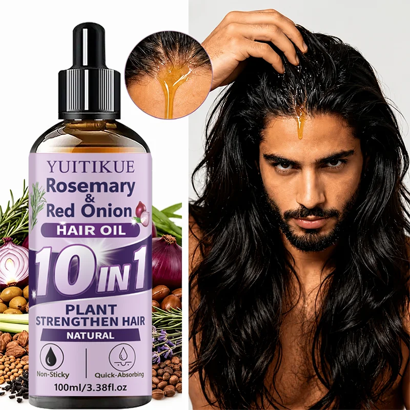 10‑in‑1 Herbal Hair Essential Oil Rosemary Onion Extract Hydrating Nourish Scalp Moisturizer Silky Shine Hair‑Care Serum