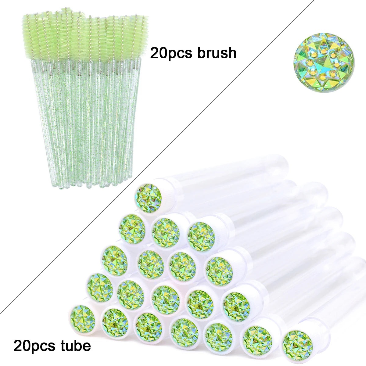 20Pcs Eyelash Extension Brushes With Tubes Lash Mascara Wands Eyebrow Comb Spoolies Container Disposable Makeup Tool Applicator